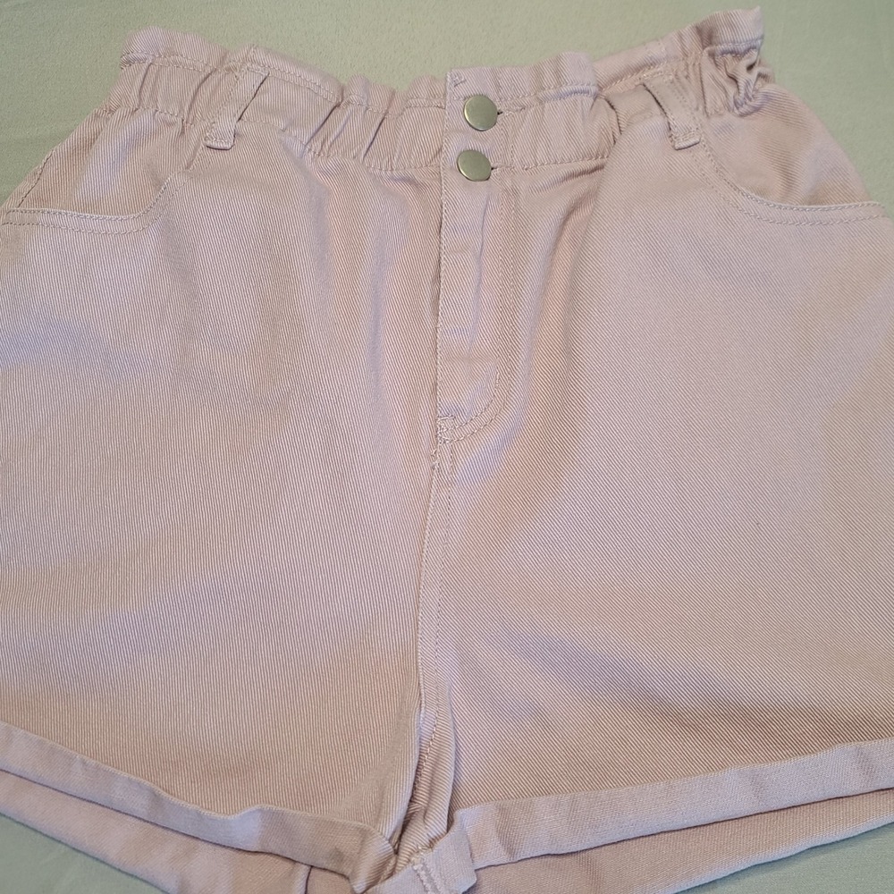 Modroutique Paperbag Waist Shorts Womens S Mauve Pink High Rise Denim‎ Cuffed
